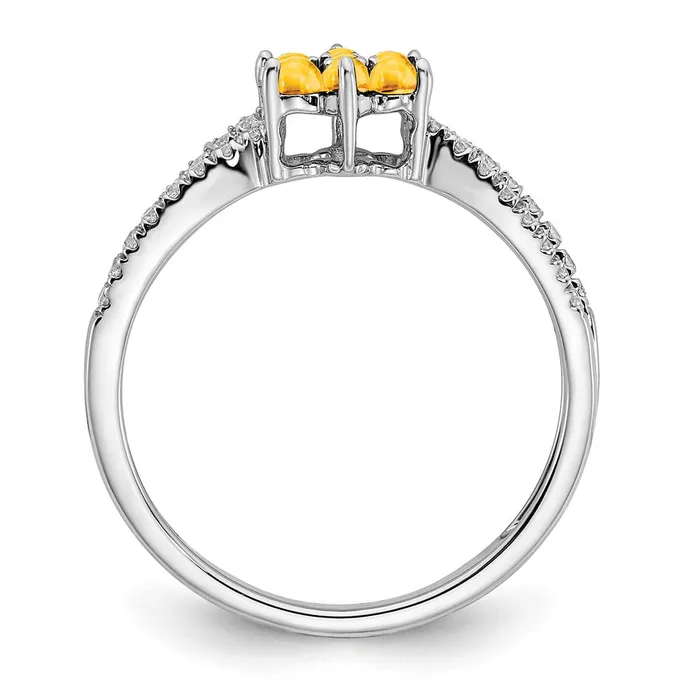 14k White Gold Citrine and Real Diamond Floral Ring Goldia Rings