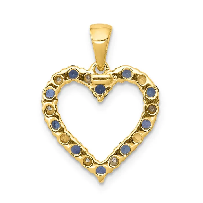 14K Yellow Gold Real Diamond and Sapphire Heart Pendant Goldia Necklaces