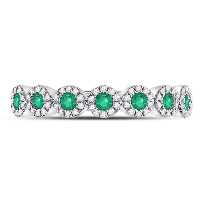 gndatlanta Rings 14kt White Gold Round Emerald Circle Stackable Band Ring 12 Cttw