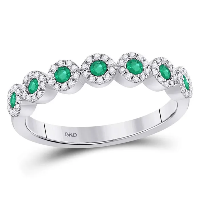 gndatlanta Rings 14kt White Gold Round Emerald Circle Stackable Band Ring 12 Cttw
