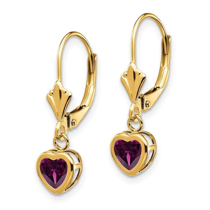 Goldia 14k Yellow Gold 5mm Heart Rhodolite Garnet Earrings Earrings