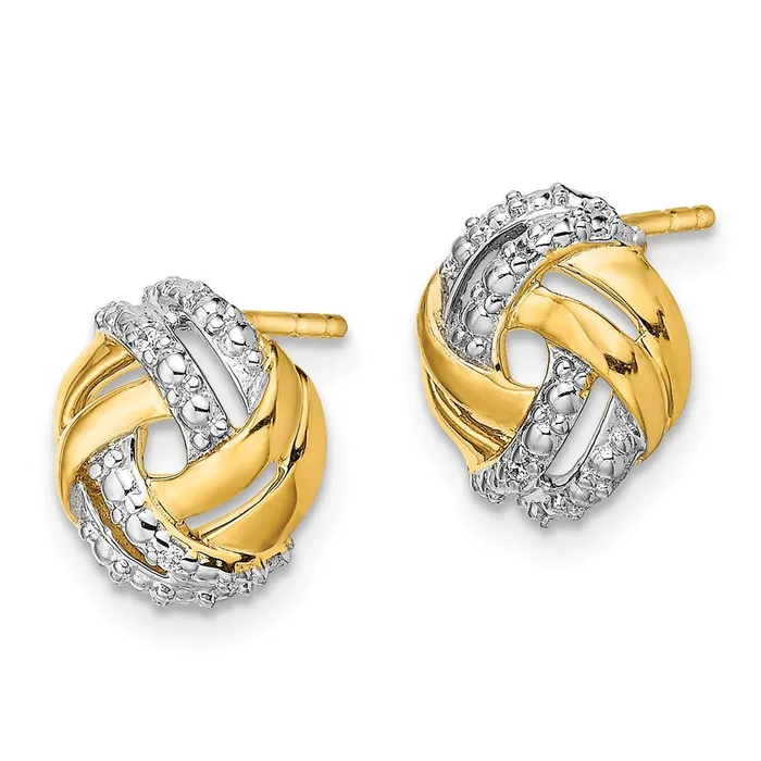 Goldia Earrings Solid 14k Yellow Rhodium Simulated CZ wRhodium Accents Round Post Earrings Goldia Earrings Solid 14k Yellow Rhodium Simulated CZ wRhodium Accents Round Post Earrings