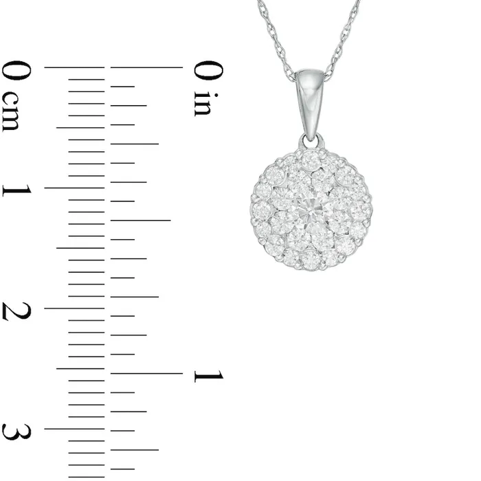 Goldia Necklaces 075 CT TW Composite Natural Diamond Double Frame Pendant in 10K White Gold