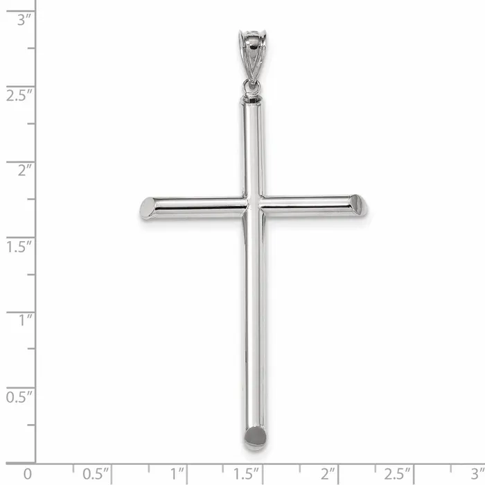 Goldia Necklaces 14k White Gold Polished Tube Cross Pendant