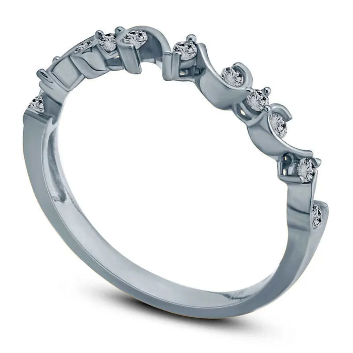 Goldia Rings 017 CT TW Natural Diamond Swirl Stackable Band in Solid 10K White Gold Goldia Rings 017 CT TW Natural Diamond Swirl Stackable Band in Solid 10K White Gold