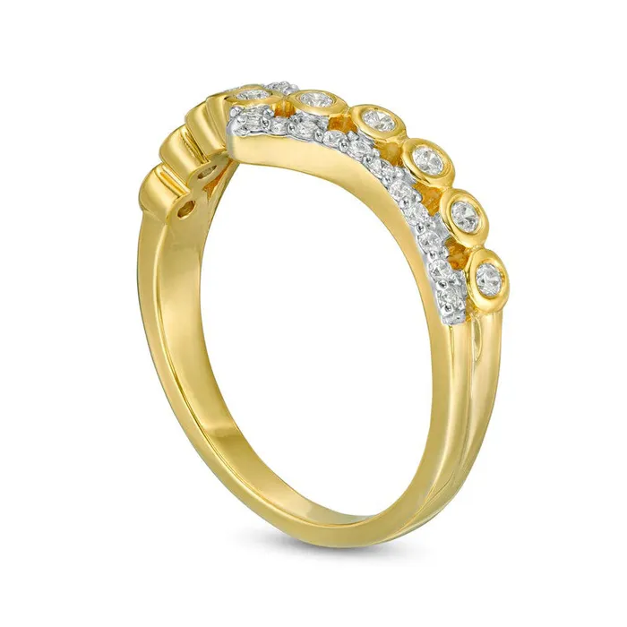 Goldia Rings 020 CT TW Natural Diamond Chevron Double Row Crossover Ring in Solid 10K Yellow Gold Goldia Rings 020 CT TW Natural Diamond Chevron Double Row Crossover Ring in Solid 10K Yellow Gold