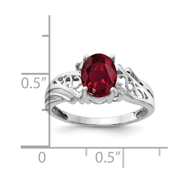 Goldia Rings 14k White Gold 8x6mm Oval Created Ruby A Real Diamond ring