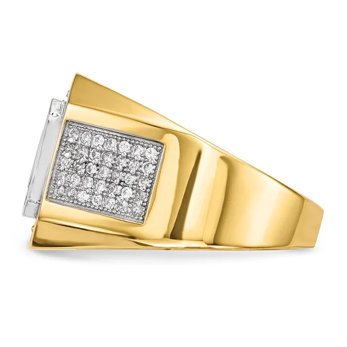 Goldia Rings 14K Yellow Gold CZ u0026 Emeraldcut Red CZ Mens Ring