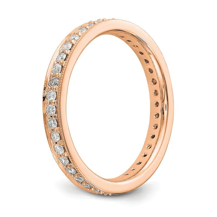 Goldia Rings Solid Real 14k Rose Gold Polished Round 12 CT Vintage CZ Eternity Wedding Band Ring