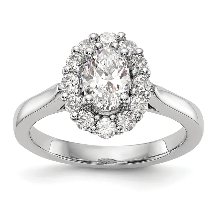Rings 075ct CZ Solid Real 14K White Gold Oval Halo Engagement Ring Goldia