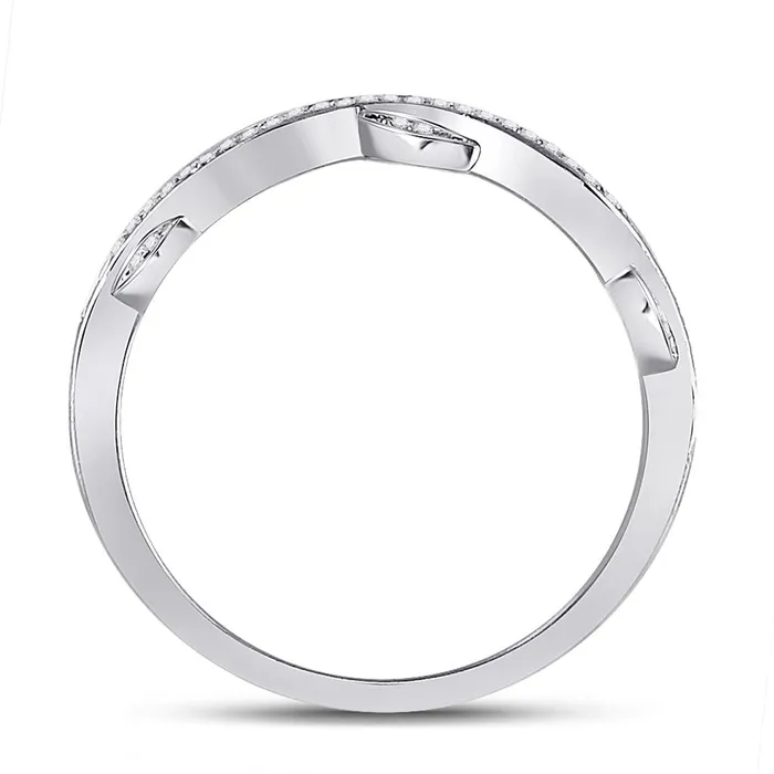 Rings gndatlanta 14k White Gold Round Diamond Vine Floral Stackable Band Ring 16 Cttw