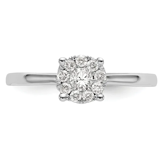 Rings Goldia 025ct CZ Solid Real 14K White Gold Complete Cluster Engagement Ring