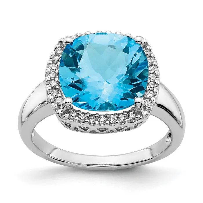 Rings Goldia 14k White Gold Blue Topaz and Real Diamond Ring