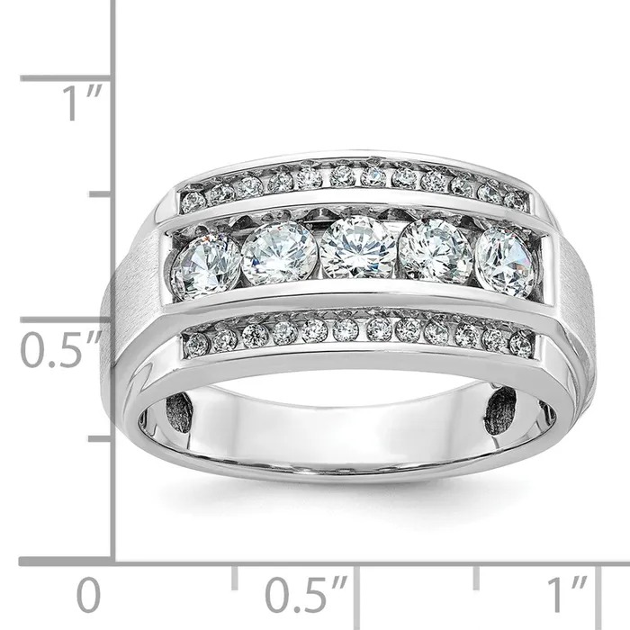 Rings Goldia 14k White Gold Mens Polished and Satin 125 carat Diamond Complete Ring