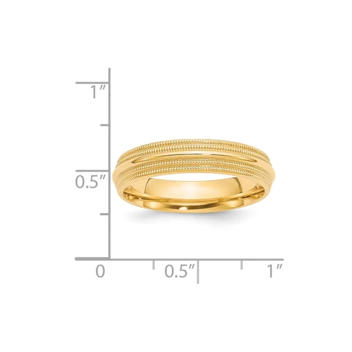 Rings Goldia Solid 18K Yellow Gold 5mm Double Milgrain Comfort Fit MensWomens Wedding Band Ring Size 65