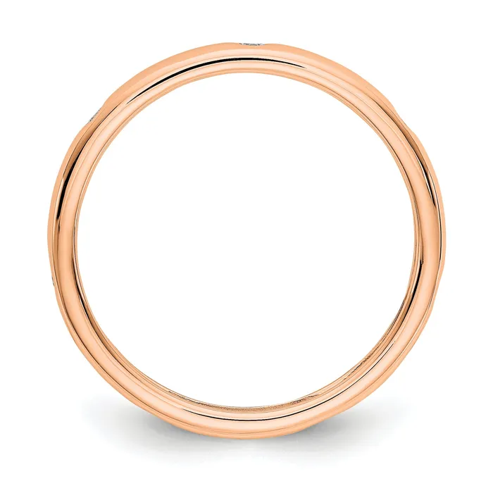 Solid Real 14k Rose Gold 110CT Polished Bezel Set CZ Eternity Wedding Band Ring Goldia Rings