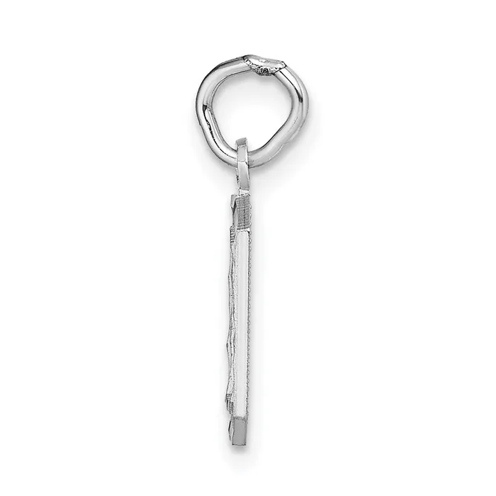 14k White Gold Small Brushed Diamondcut Number 0 Charm TreasureFineJewelers Charm Necklaces