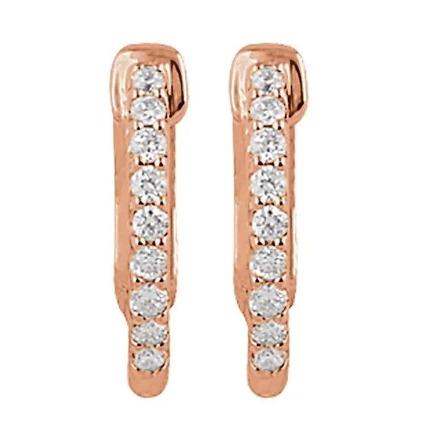 Earrings 14K Rose Gold 145 mm 14 CTW Natural Diamond InsideOutside Hinged Hoop Earrings TreasureFineJewelers