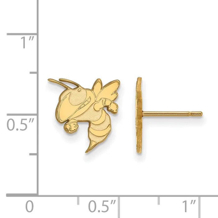 Earrings TreasureFineJewelers 14k Gold Georgia Tech Yellow Jacket Small Post Earrings