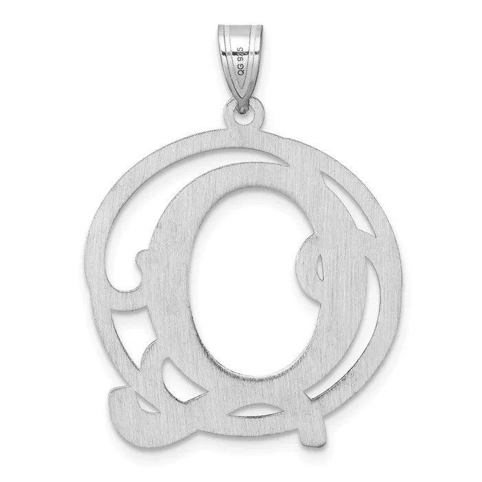 Large Sterling Silver Rhodiumplated Fancy Script Letter Q Initial Pendant TreasureFineJewelers Necklaces