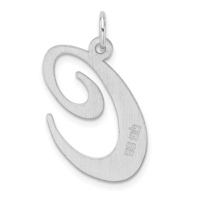 Necklaces Large Sterling Silver Rhodiumplated Fancy Script Letter C Initial Charm TreasureFineJewelers