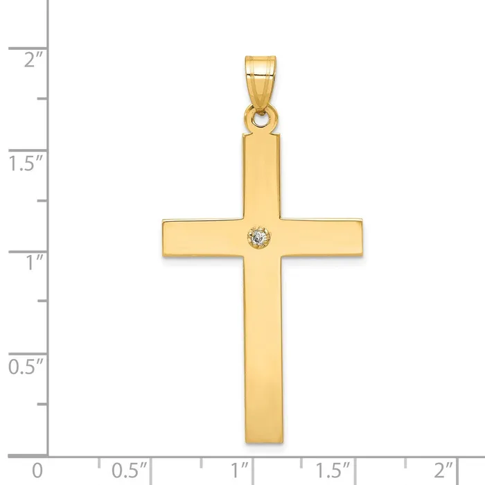 Necklaces TreasureFineJewelers 14k Yellow Gold Polished 03ct Diamond Cross Pendant