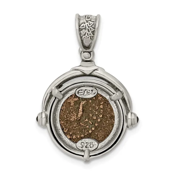 Necklaces TreasureFineJewelers Sterling Silver Ancient Coins Bronze Antiqued Widows Mite Coin Pendant