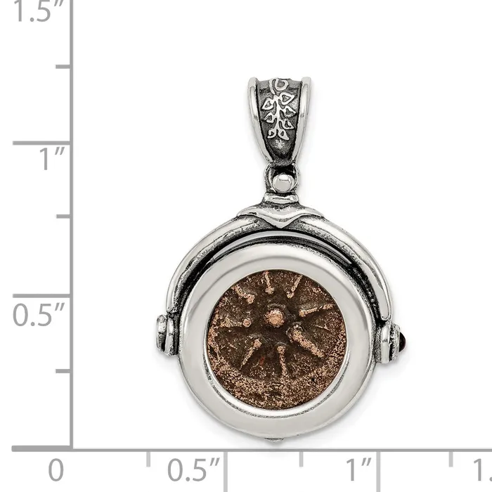 Necklaces TreasureFineJewelers Sterling Silver Ancient Coins Bronze Antiqued Widows Mite Coin Pendant