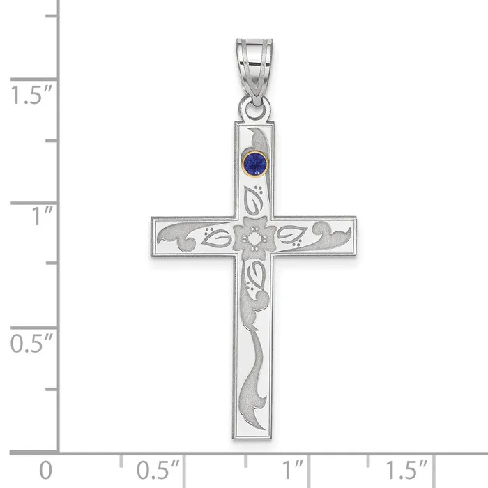 Necklaces TreasureFineJewelers Sterling Silver Rhplt18k Bezel Crystal Family Cross Pendant