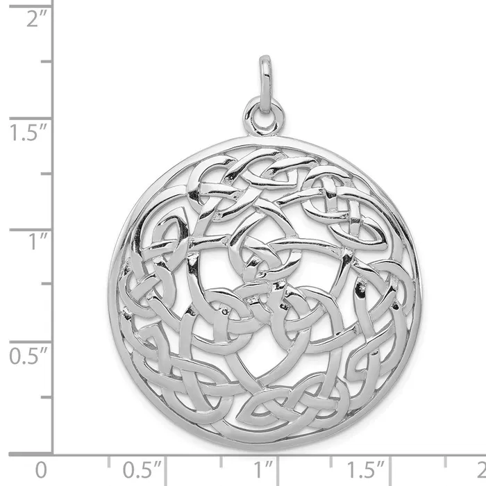 Necklaces TreasureFineJewelers Sterling Silver Rhodiumplated Polished Celtic Pendant
