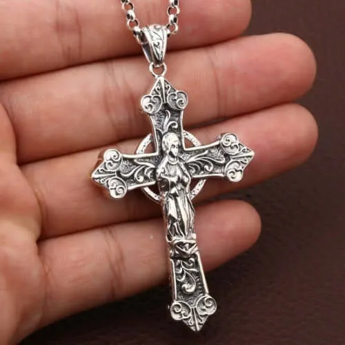 Necklaces Trendolla Jewelry S925 Silver Personalized Vintage Virgin Mary Cross Virgencita Necklace