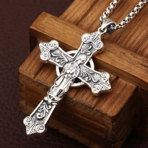 Necklaces Trendolla Jewelry S925 Silver Personalized Vintage Virgin Mary Cross Virgencita Necklace