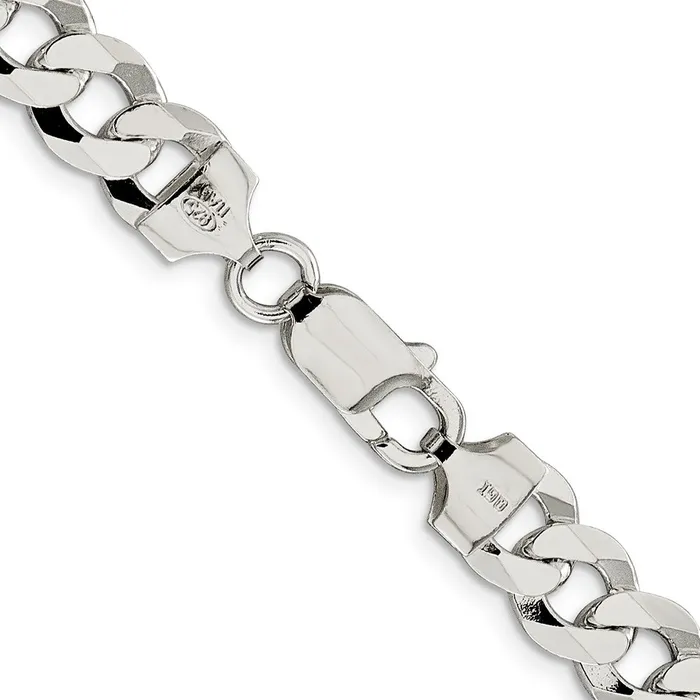 Rings TreasureFineJewelers Sterling Silver 85mm Flat Curb Chain