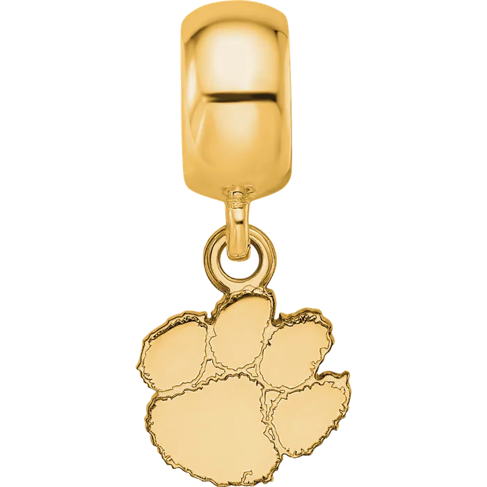 Rings TreasureFineJewelers Sterling Silver Goldplated LogoArt Clemson University Tiger Paw Extra Small Dangle Bead Charm