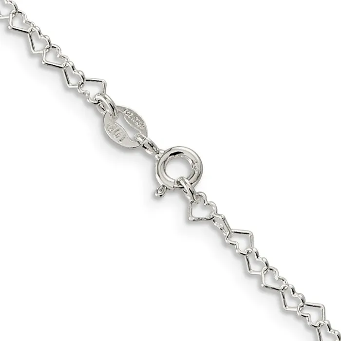 Sterling Silver 35mm Fancy Heart Link Chain TreasureFineJewelers Necklaces