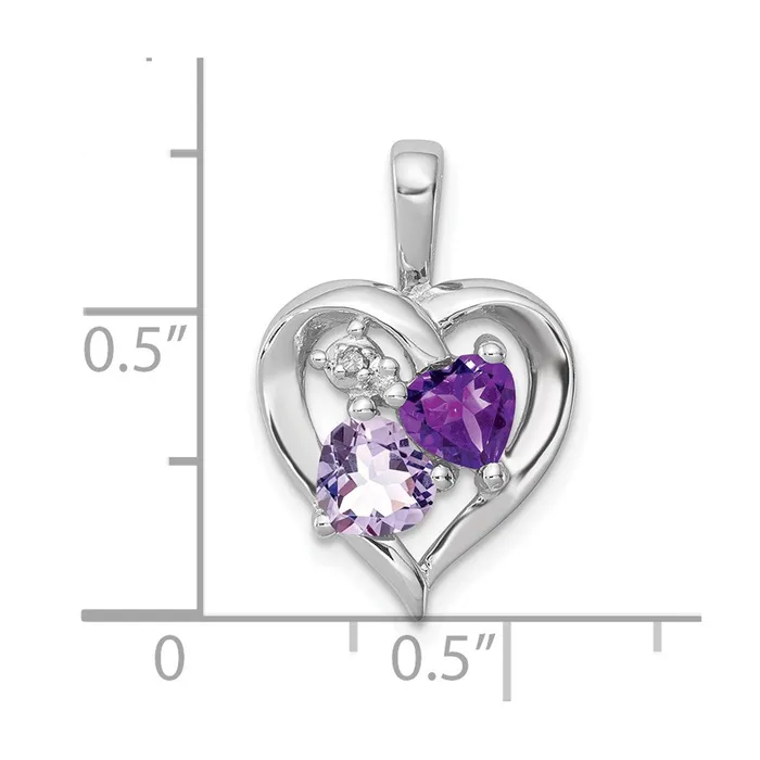 Sterling Silver RH Plated Amethyst Light Pink Quartz and Diamond Pendant TreasureFineJewelers Necklaces