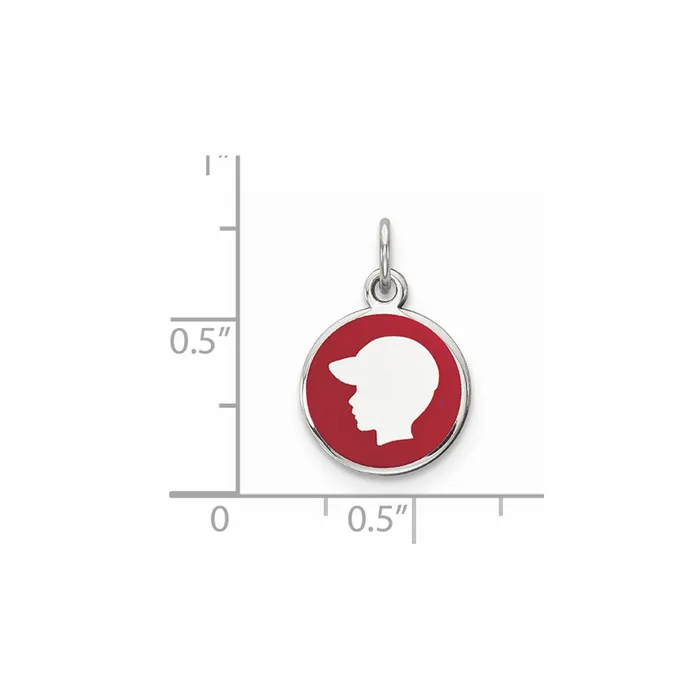 Sterling Silver Rhodplate Red Enamel Left Facing Boy Head Disc Charm TreasureFineJewelers Rings