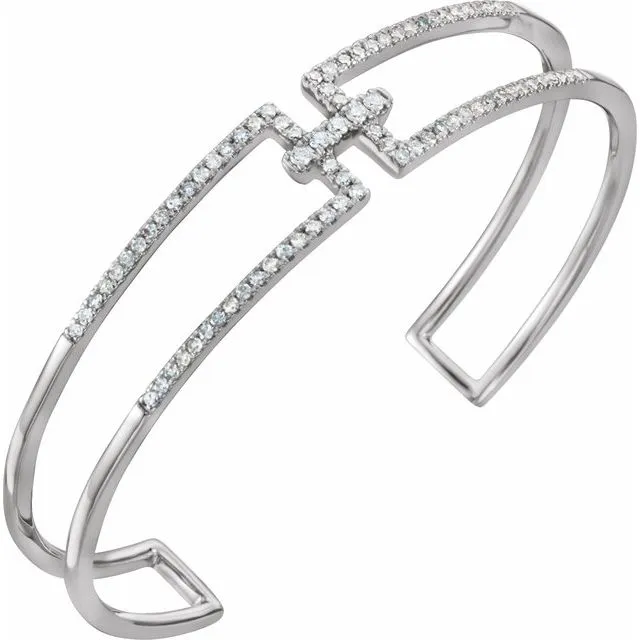 TreasureFineJewelers Bracelets 14K White 34 CTW Diamond Cuff 6 Bracelet