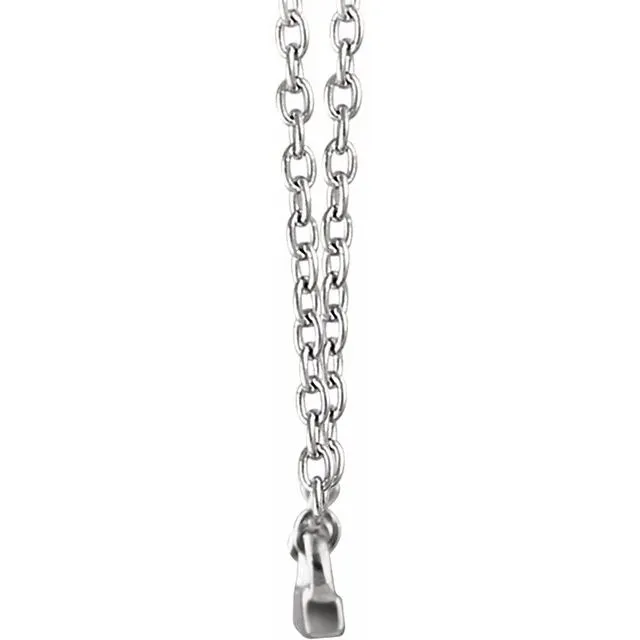 TreasureFineJewelers Necklaces 14K White 18x15 mm Petite Bar 1618 Necklace