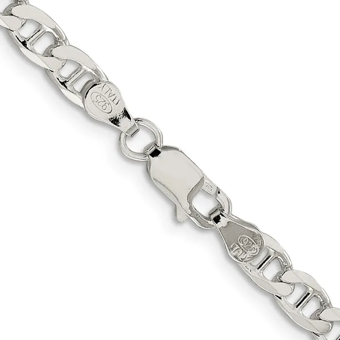 TreasureFineJewelers Rings Sterling Silver 465mm Flat Cuban Anchor Chain