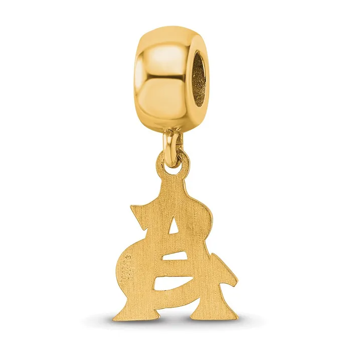 TreasureFineJewelers Rings Sterling Silver Goldplated LogoArt Arizona State University AS Small Dangle Bead Charm