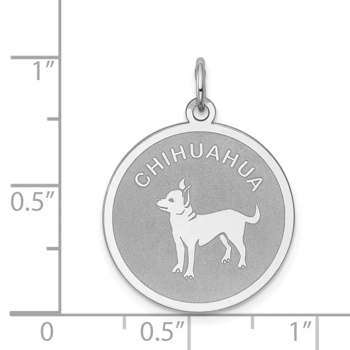 TreasureFineJewelers Rings Sterling Silver Rhodiumplated Chihuahua Disc Charm