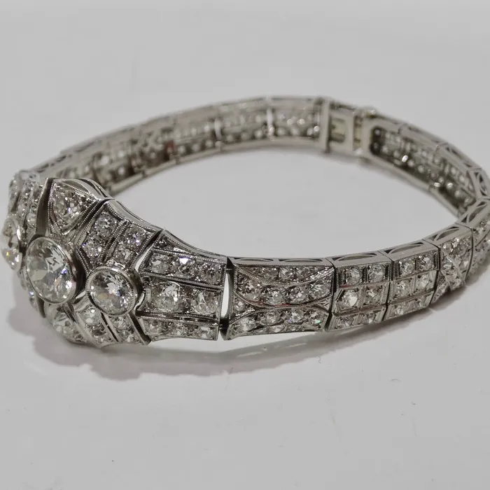 Bracelets Vintage by Misty Art Deco 1910 Platinum Art Deco Diamond Bracelet