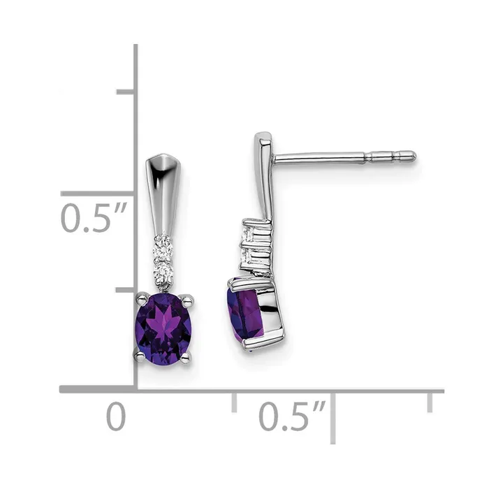 Earrings 14k White Gold Oval Amethyst and Diamond Dangle EarringsWBCEM7407AM004WA WB Choice Jewelry Earrings 14k White Gold Oval Amethyst and Diamond Dangle EarringsWBCEM7407AM004WA WB Choice Jewelry