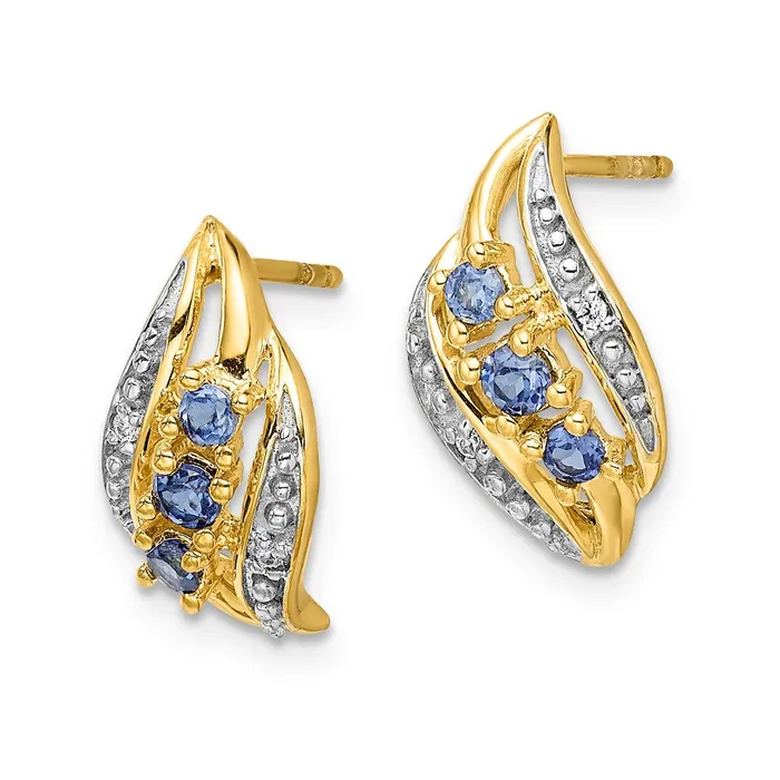 Earrings WB Choice Jewelry 14k Gold w Sapphire and Diamond Polished Post EarringsWBCEM5596SA002YA