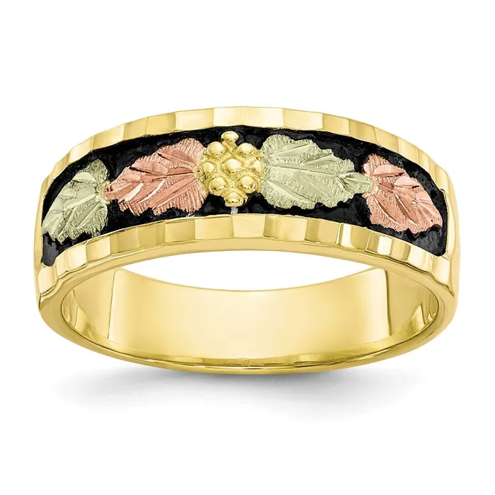 Rings WB Choice Jewelry 10k Tricolor Black Hills Gold Mens Antiqued RingWBC10BH667