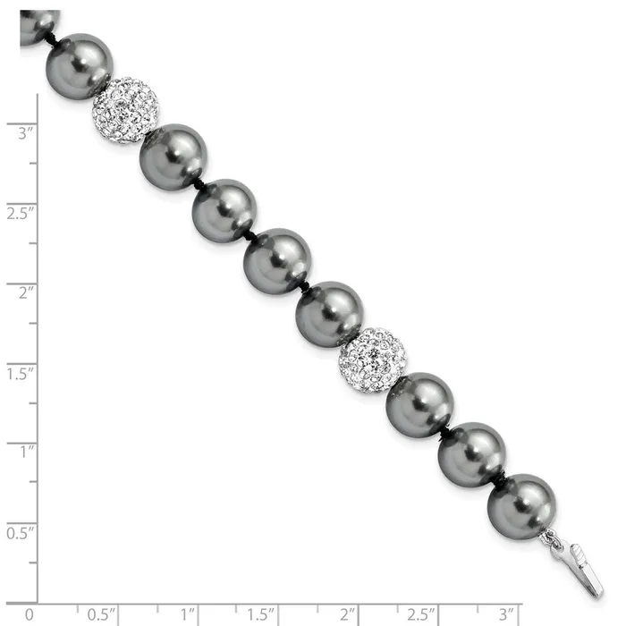 Sterling Silver Majestik Rhplated 1011mm Imitat Shell Pearl Crystal BraceWBCQMJB106DG8 WB Choice Jewelry Rings