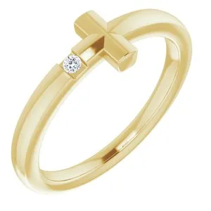 WB Choice Jewelry 14K Yellow 15 mm Round Genuine White Sapphire Youth Cross RingR4306660017PSTWBC Rings