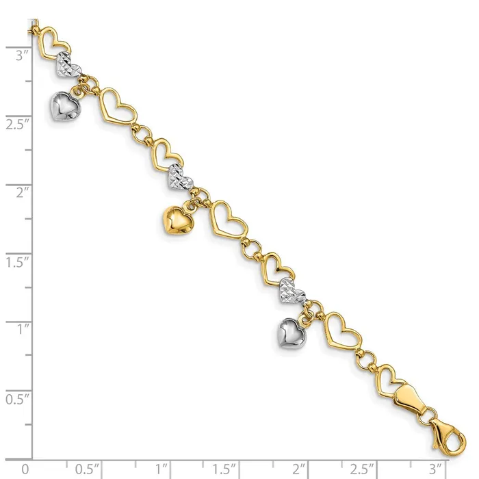 WB Choice Jewelry Bracelets 14K White Rhodium Polished Heart DC BraceletWBCFB1541725 WB Choice Jewelry Bracelets 14K White Rhodium Polished Heart DC BraceletWBCFB1541725