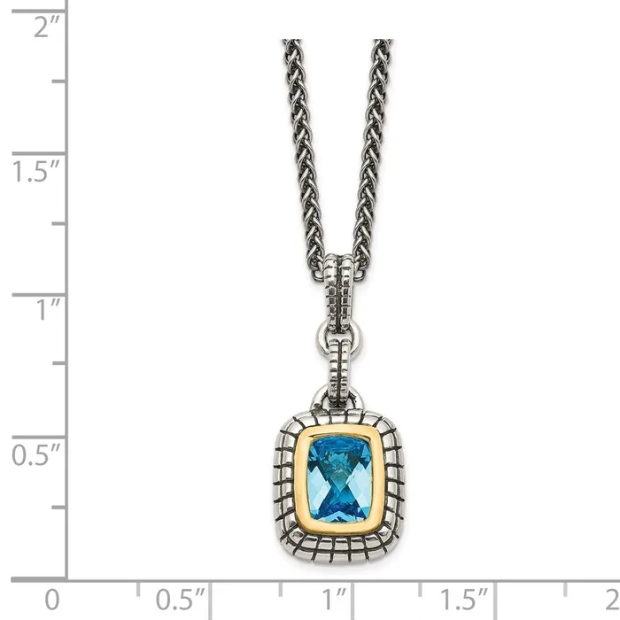 WB Choice Jewelry Necklaces Sterling Silver w14k Swiss Blue Topaz NecklaceWBCQTC51